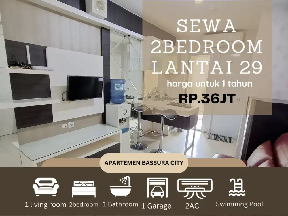 sewa 2 kamar full furnis murah apartemen bassura city