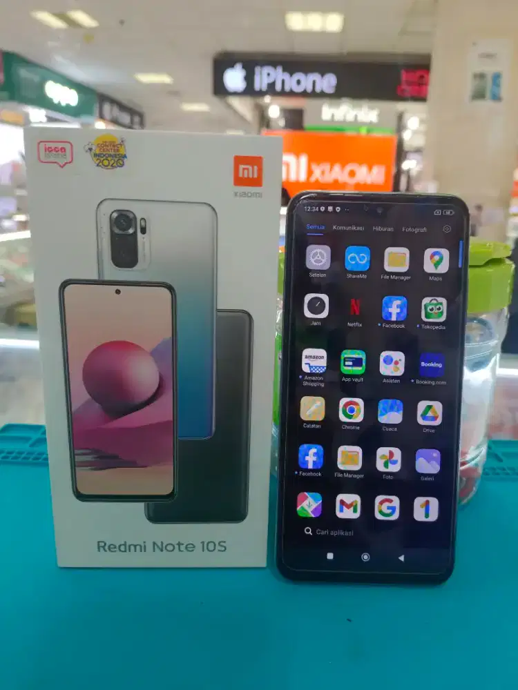 Jual fullset handphone second xiaomi redmi note10s.ram8/128gb+Nfc.asli