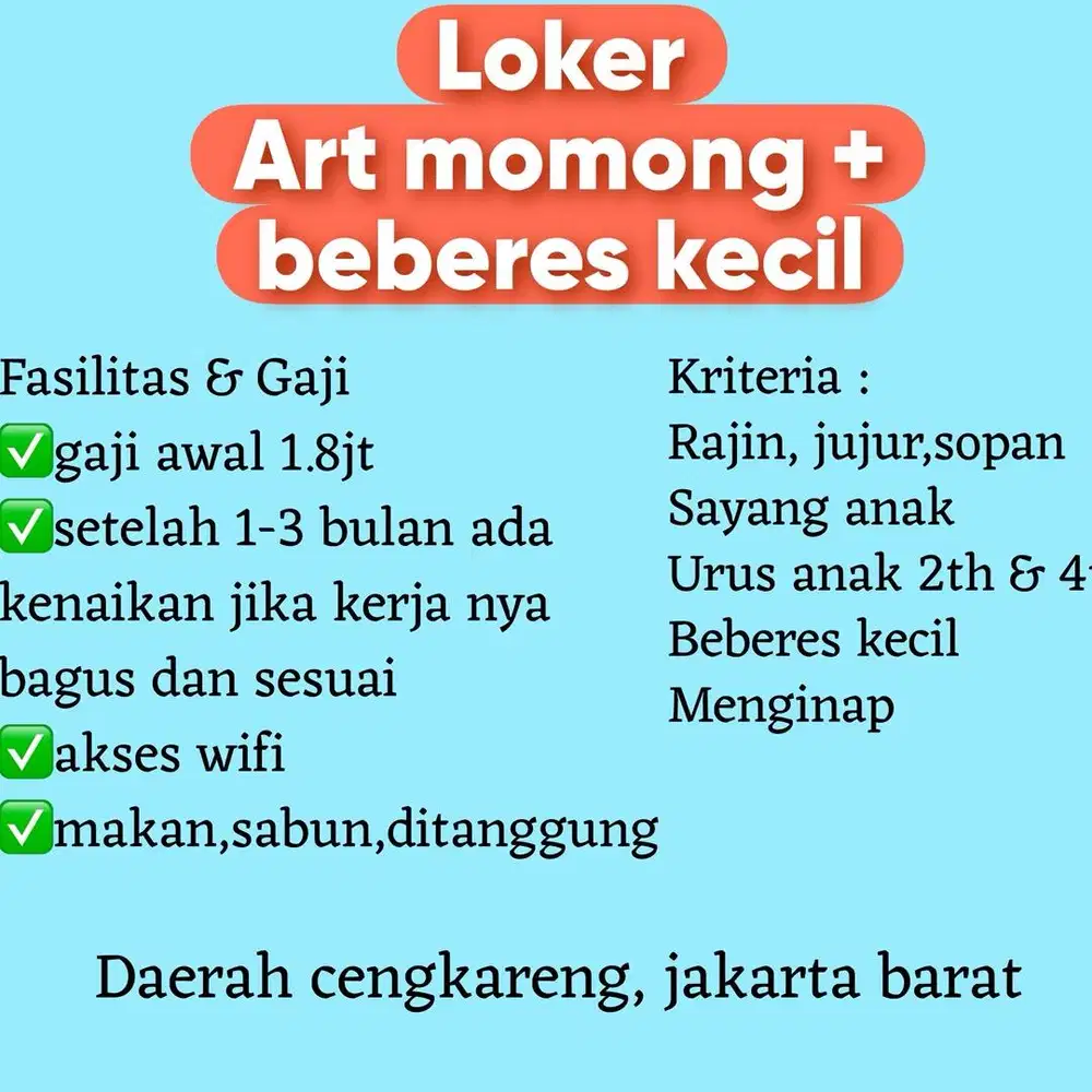Loker art momongan nginap
