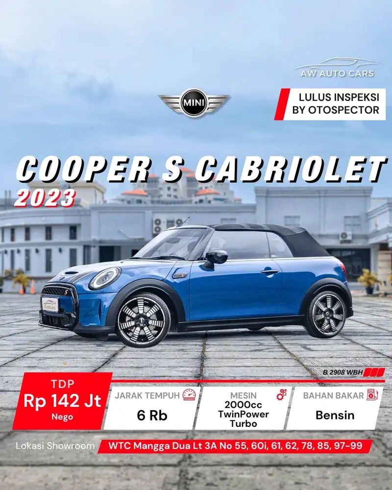 [KM 11 RB] Mini Cooper S Cabriolet NIK 2023 Convertible Low KM Cabrio