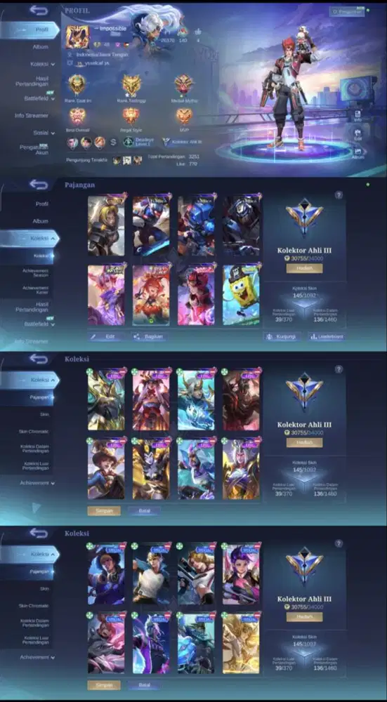 Ready akun ml sultan dan murah meriah