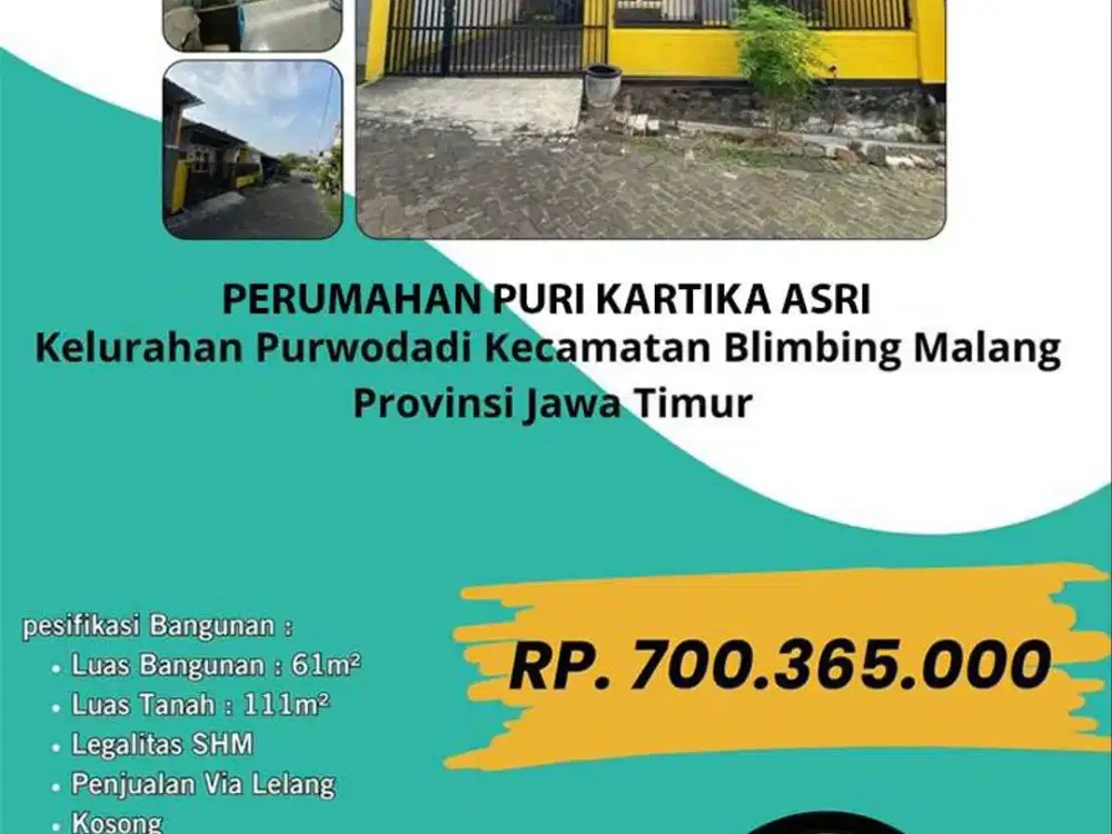 Dijual Murah Rumah Terawat di Puri Kartika Asri Blimbing Kota Malang