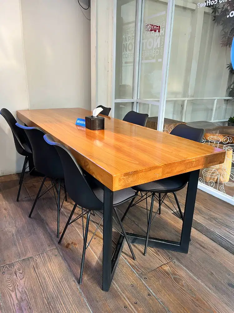 Dijual Meja Panjang Asli Kayu ex cafe