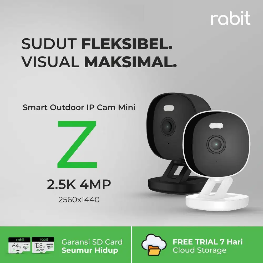 RABIT SMART IP CCTV OUTDOOR WIFI CAMERA WATERPROOF LENSA SUPER LEBAR