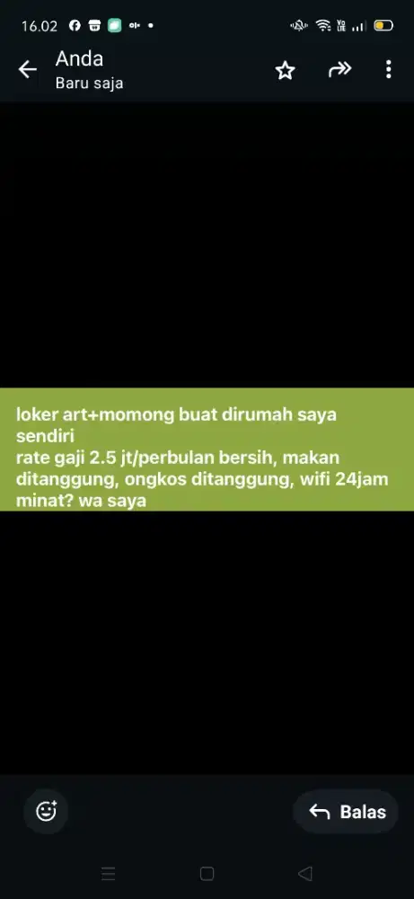 Dibutuhkan Art/Momong Nginap