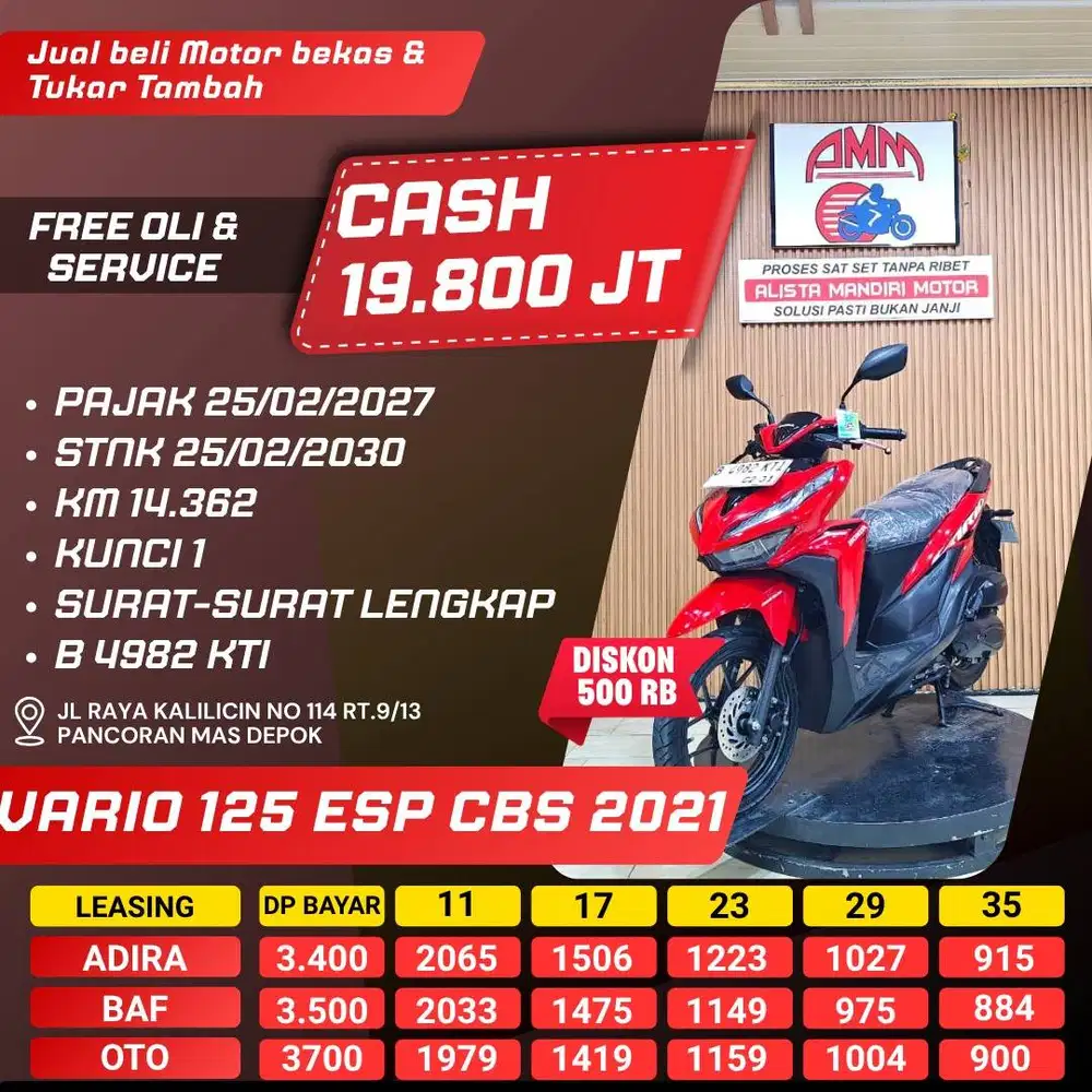 VARIO 125 CBS 2021 PAJAK HIDUP KREDIVO INDODANA CC 0% ALLOBANK ALISTA