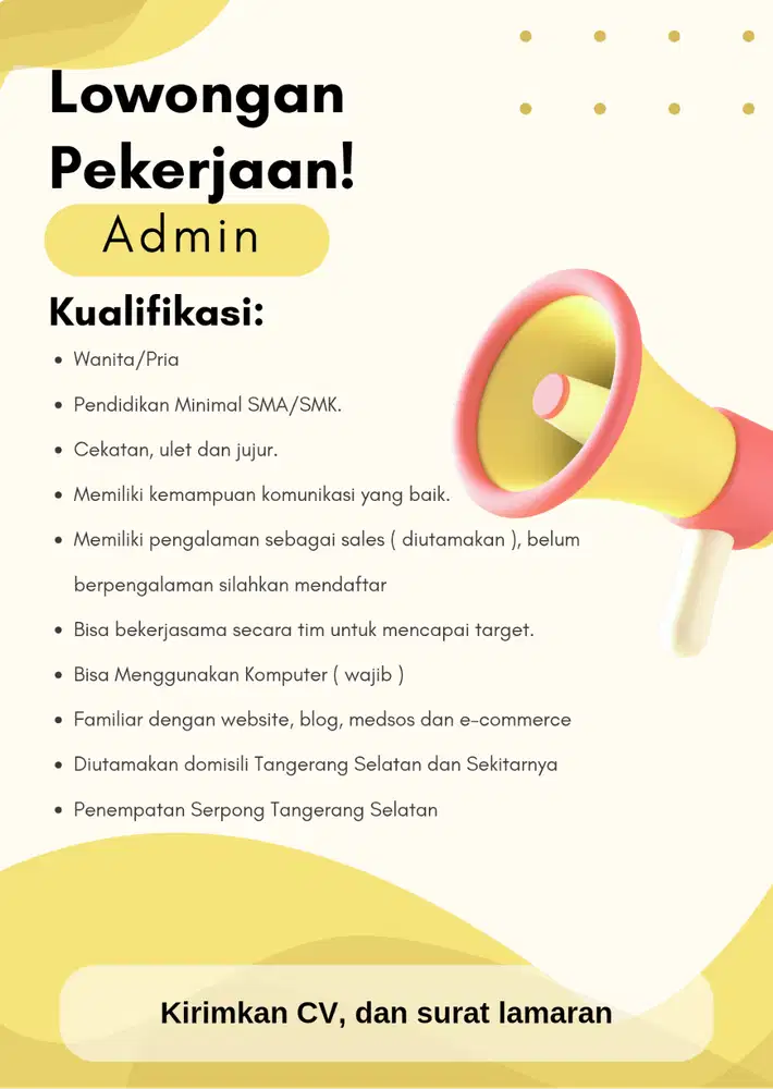 LOWONGAN KERJA ADMIN
