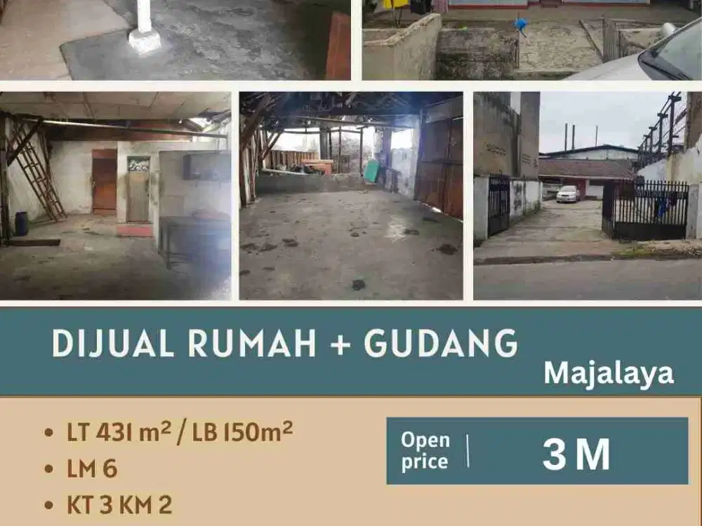 Dijual cepat rumah + gudang di KP. warusatangkal desa padaulun majalaya
