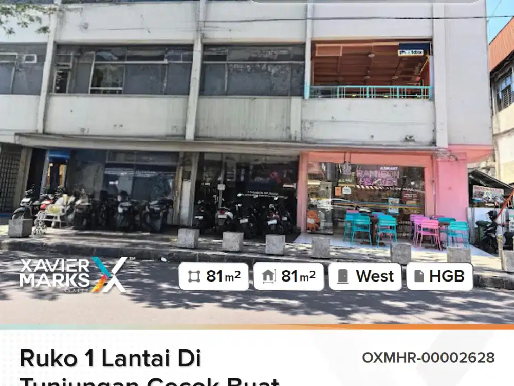 Ruko di jalan Tunjungan bisa disewa 1 lantai dimensi 4,5x18 meter cocok buat KOMERSIAL