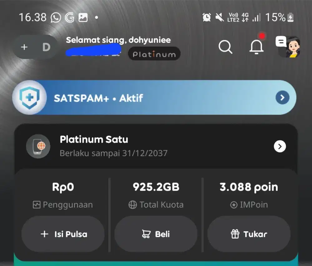 BU mau gadai sim card indosat siap pakai tersisa 900GB dari 1tera