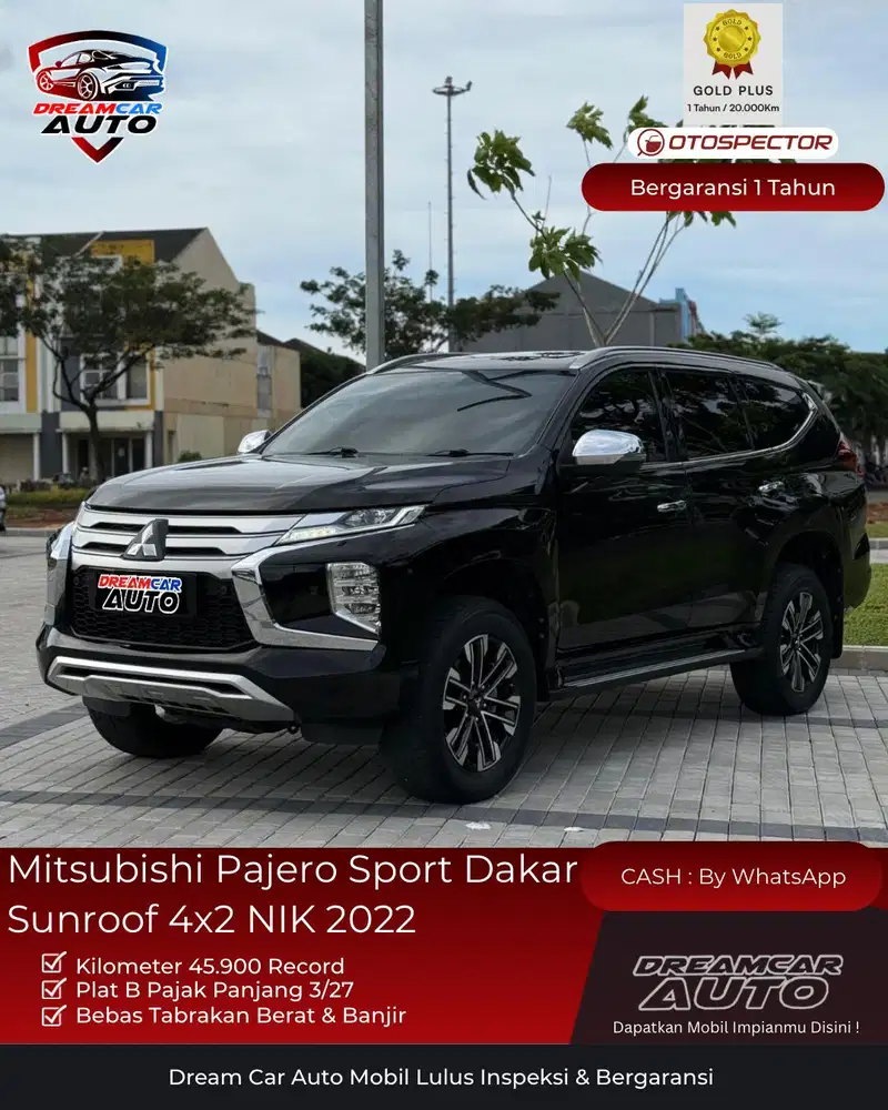 [KM45RB] Mitsubishi Pajero Sport Dakar Sunroof 4x2 NIK 2022 Diesel