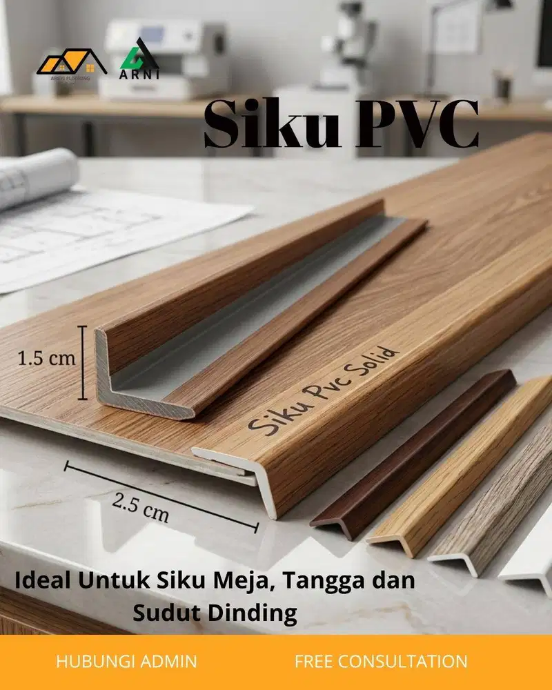 Siku PVC List Tangga|List Siku L PVC SOLID|Panjang 2,4m