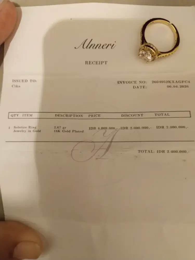 Dijual murah cincin gold plated lapis emas 2 gram lebih