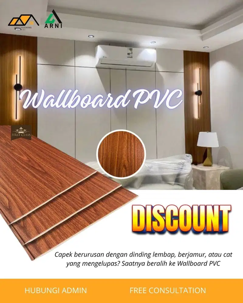 Dinding Wallboard PVC Indoor|Panjang 2,9m Lebar 40cm Chiara