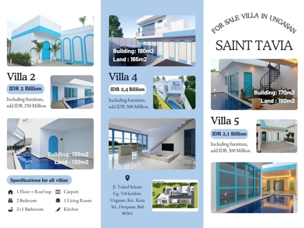 DIJUAL VILLA SAINT TAVIA ALA SANTORINI DI UNGASAN