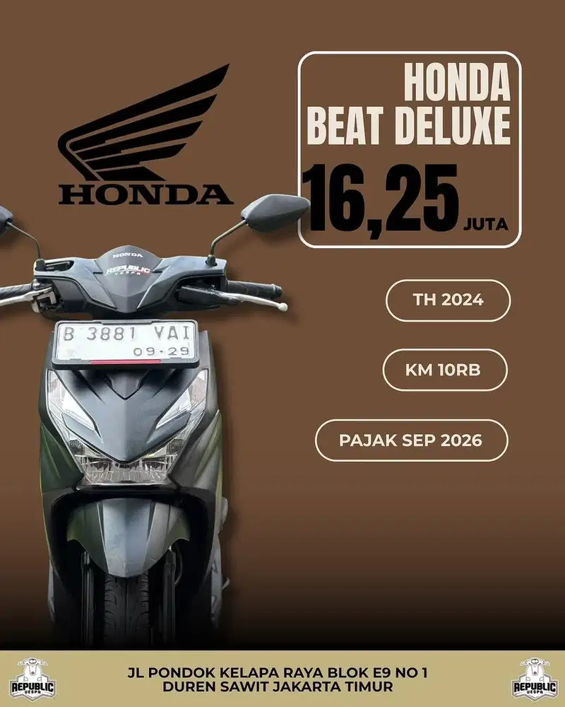 HONDA BEAT DELUXE SMARTKEY TH 2024 WARNA MATTE BLACK