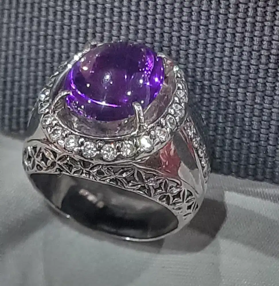 Cincin perak batu kecubung kalimantan