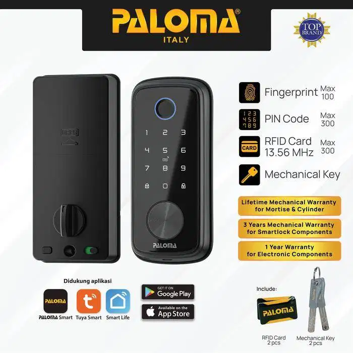 Bismillah Jual Smart Lock Paloma Matte Black Dead Bolt Grendel Tuya
