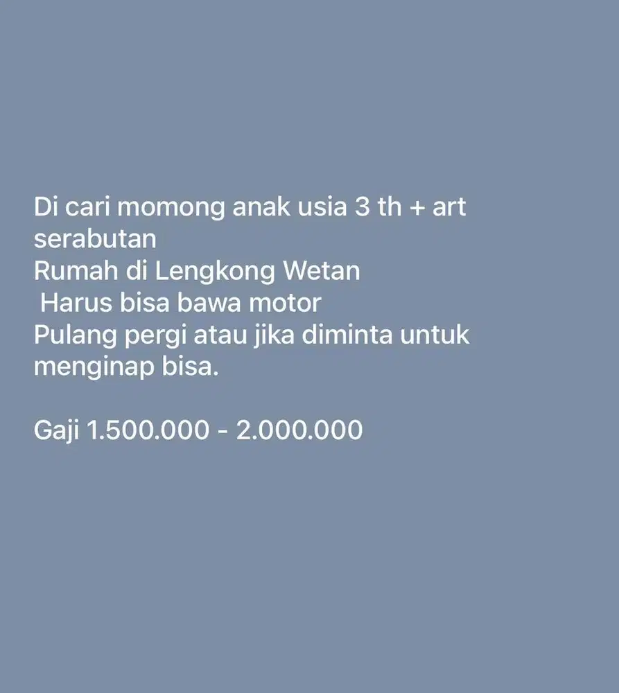 Momong + ART serabutan