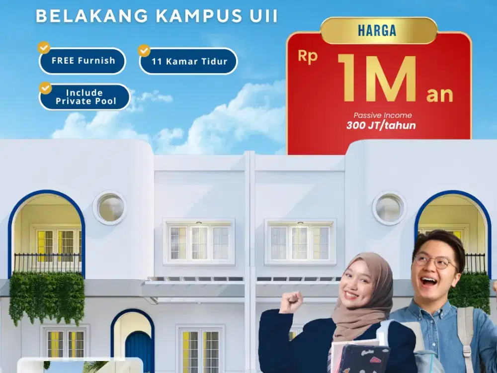 Rumah Kost Ekslusif Ring 1 Kampus UII Bonus Furniture