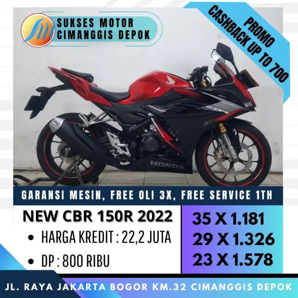 CBR 150R 2022 UNIT MULUS BERGARANSI DP 800 [SUKSES MOTOR]