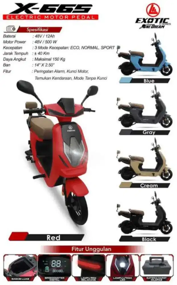 SEPEDA LISTRIK EXOTIC X-665
