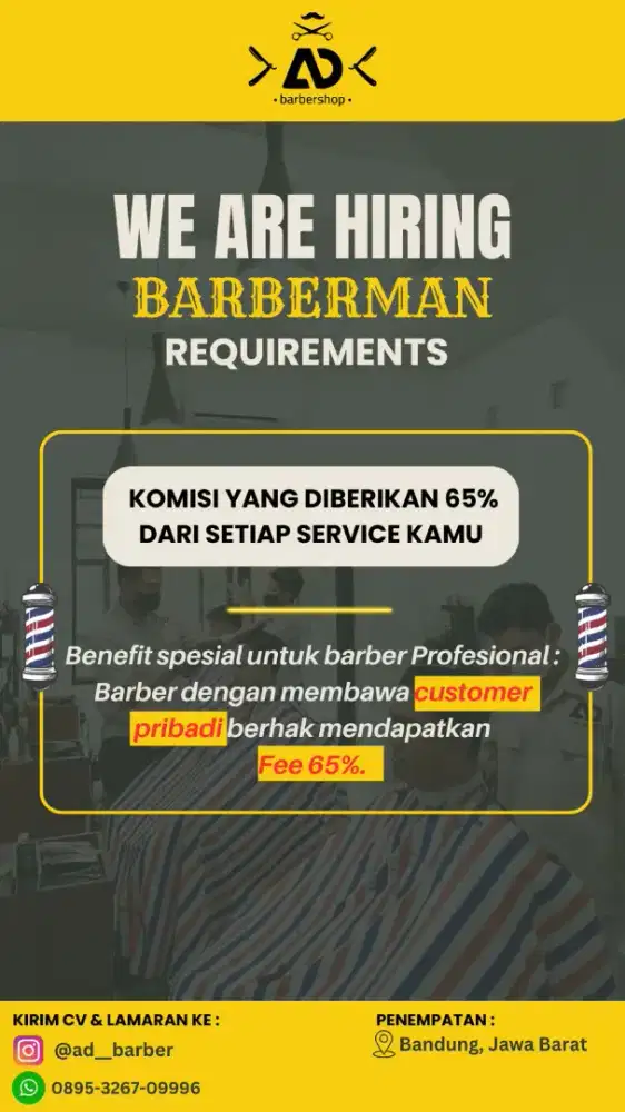 LOKER BARBER KOMISI 65%