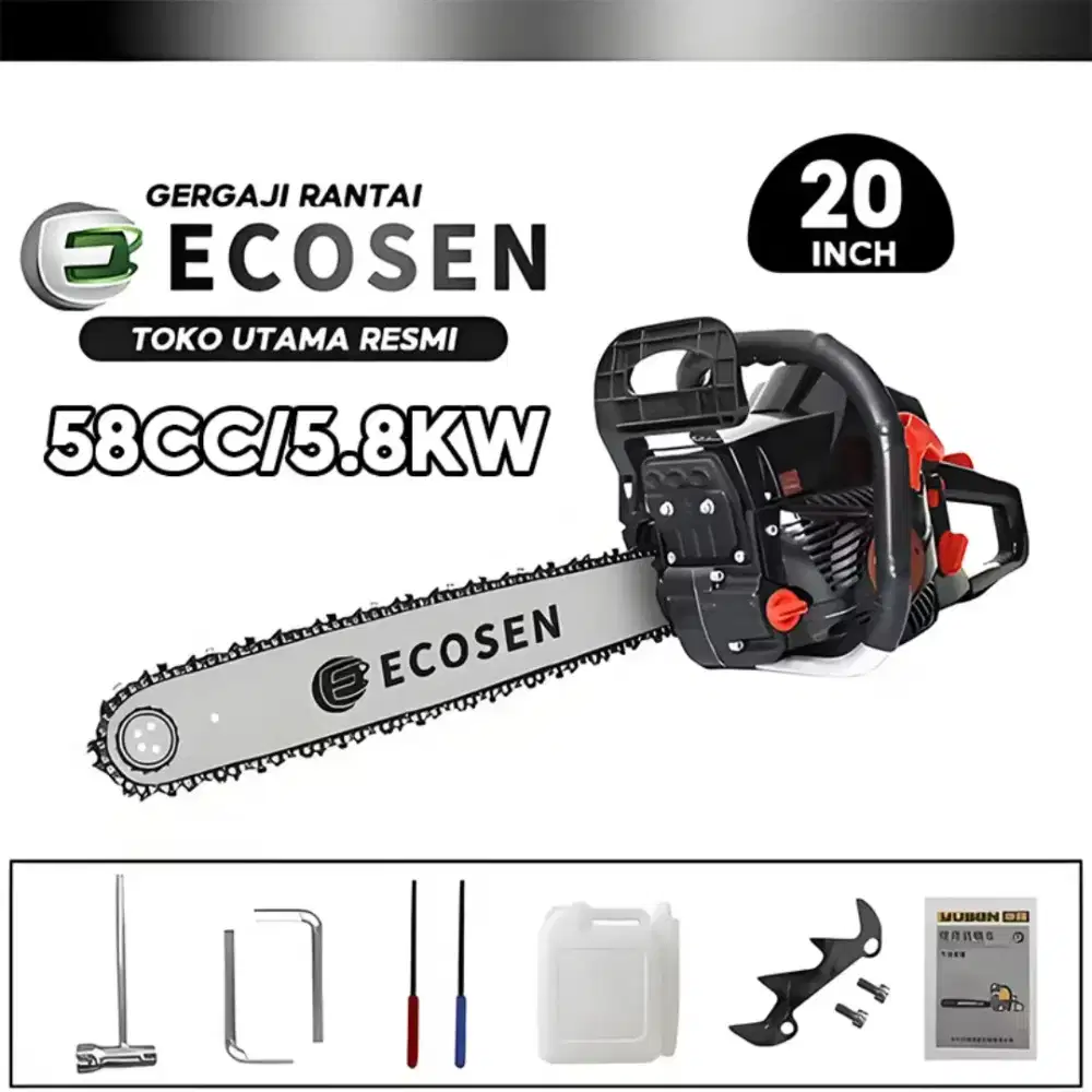 mesin potong kayu chainsaw 58cc 5.8kw 2 tak 20 inch / mesin gergaji