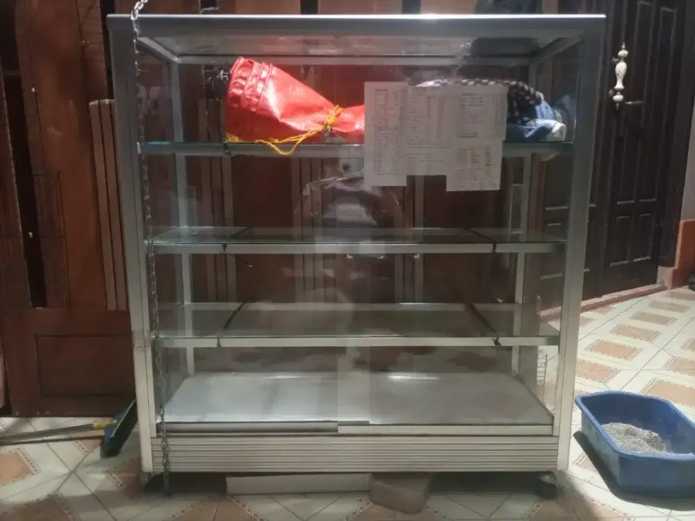 Etalase kaca untuk warung + terpal penutup