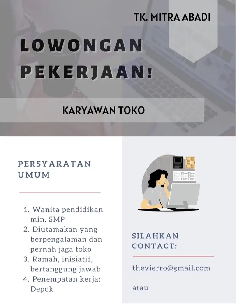 Lowongan Pekerjaan Karyawan Toko