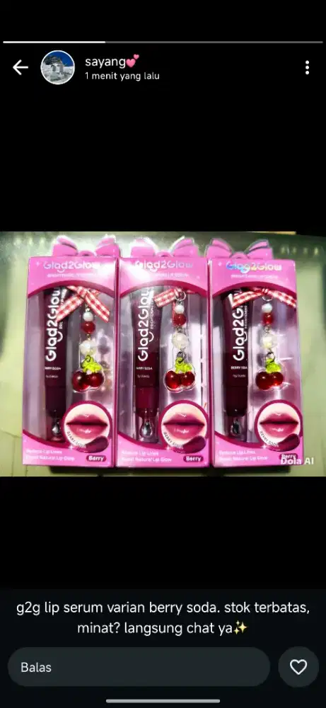 g2g lip serum varian berry soda