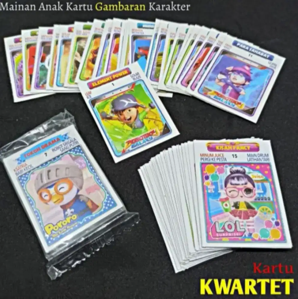 Mainan Kartu Kwartet anak anak isinya banyak 120 lembar kartu