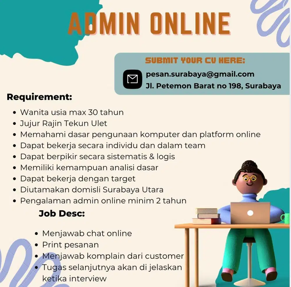 Admin Online berpengelamana minim 2 Tahun