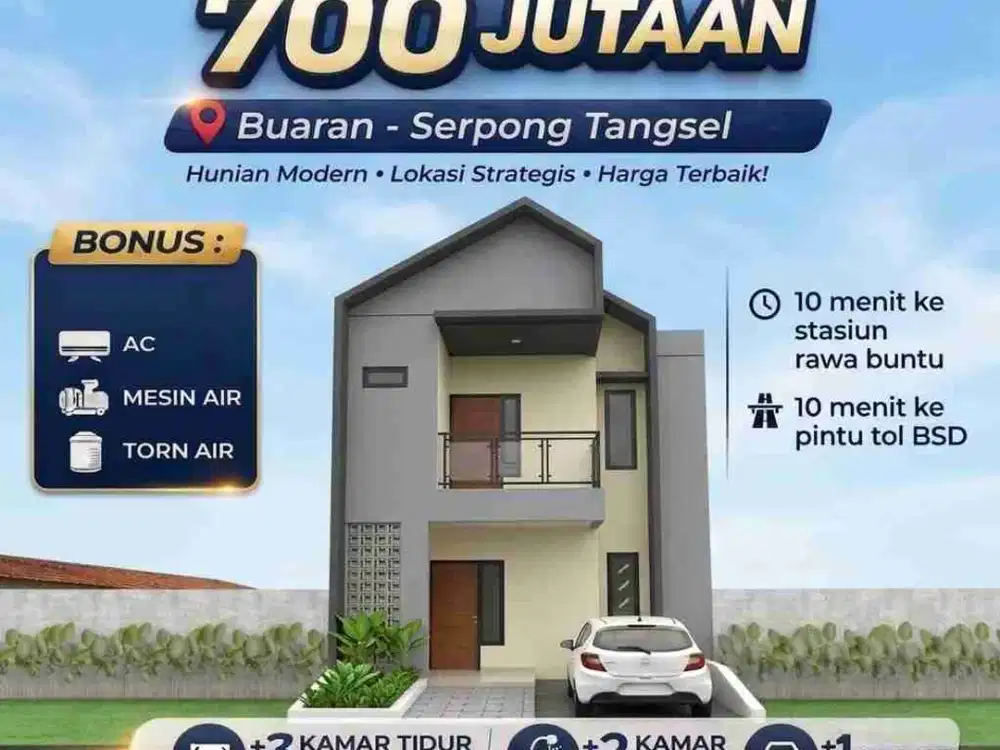 Rumah 2 lantai Bata Merah hanya 700 jutaan dekat stasiun Rawa buntu