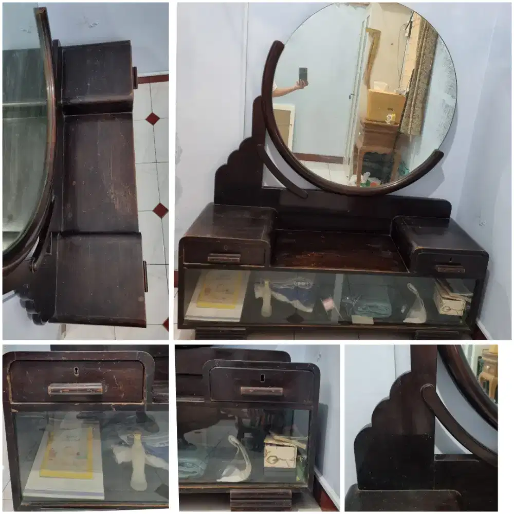 Meja Rias Antik Kayu Jati Asli