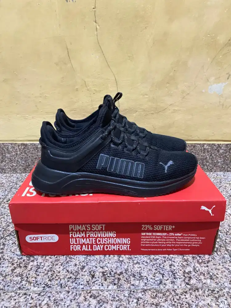 Sepatu Puma fullblack size 43inch insole 28cm cocok untuk kerja