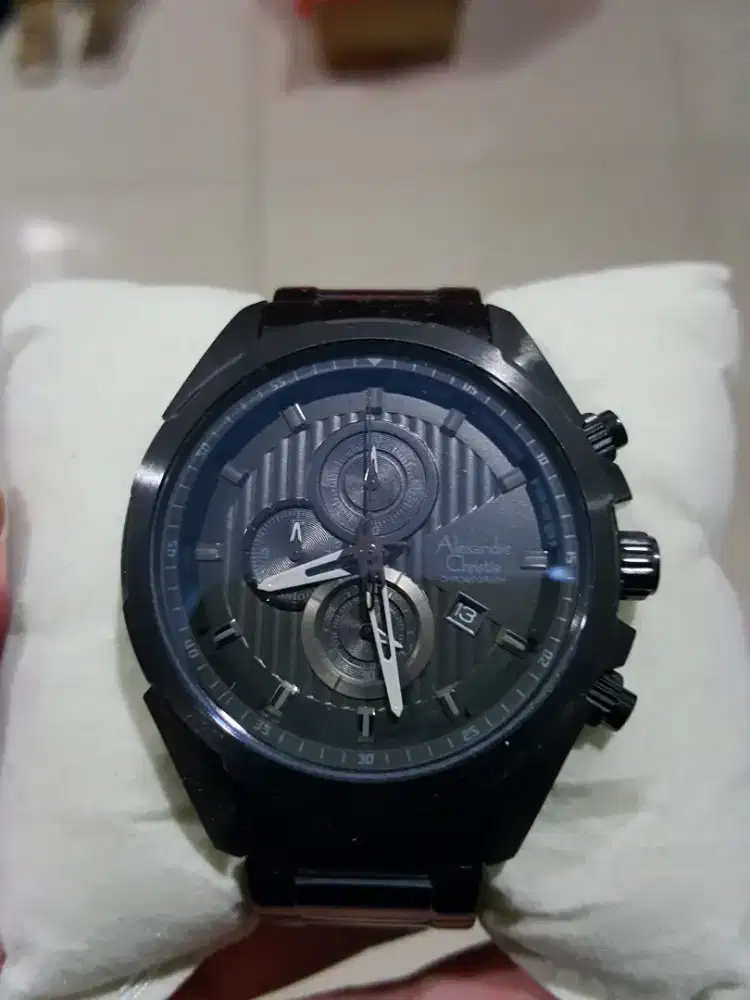 Jam tangan pria Alexandre Christie Chronograph AC 6385 Full Black