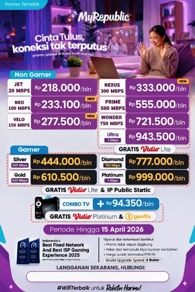 Cileungsi promo Internet Myrepublic WiFi Myrepublic