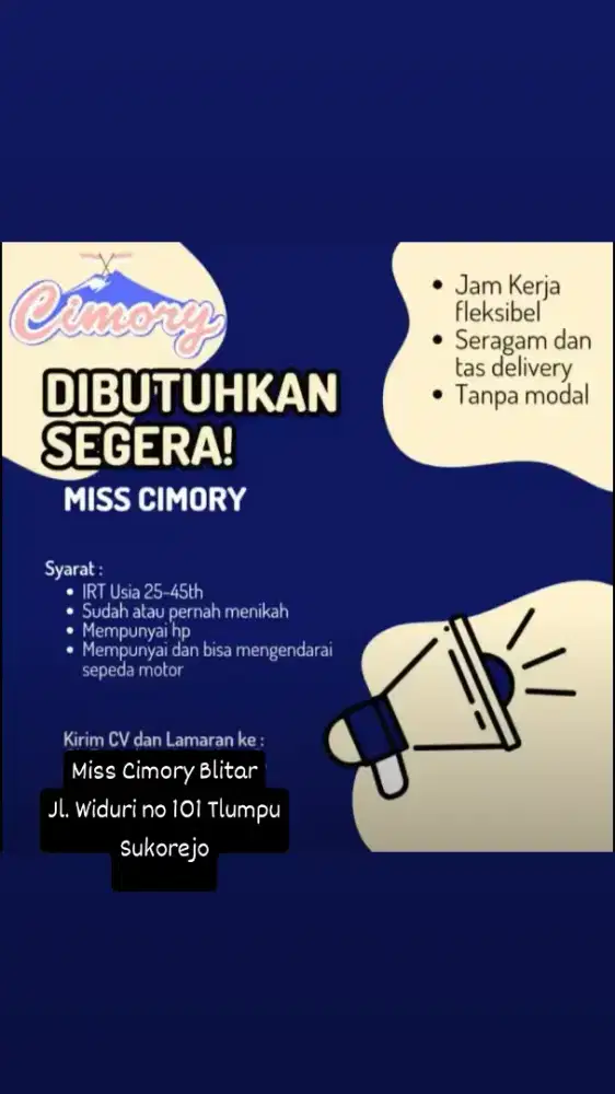 Dibutuhkan Miss Cimory Center Blitar