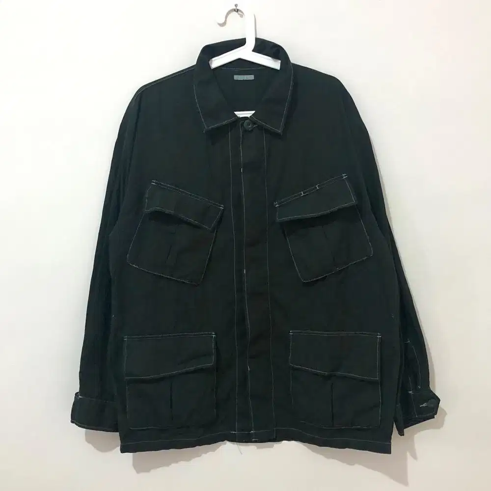 Global uniqlo jungle jacket slant pocket dark green