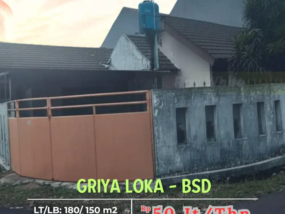 Termurah Rumah Luas Disewakan di BSD Lama Griya Loka