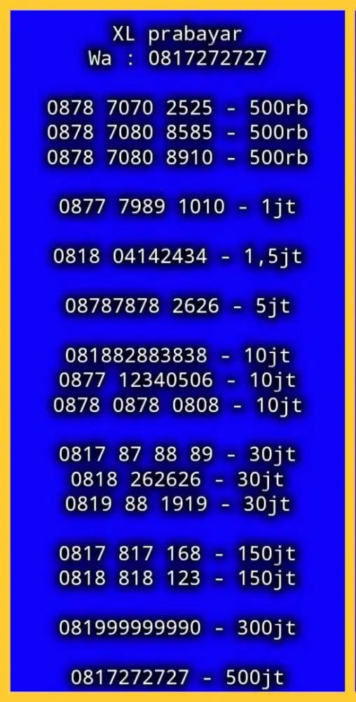 NOMOR CANTIK XL PRABAYAR