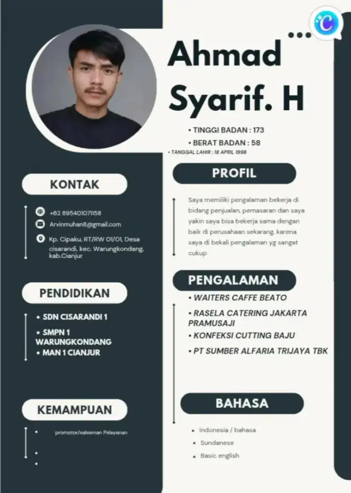 Nyari kerja sesuai kemampuan saya.