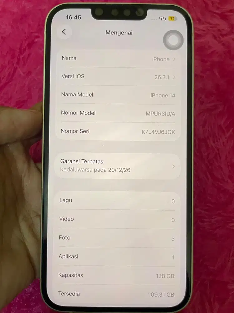 Iphone 14 starlight 128gb ex digimap like new