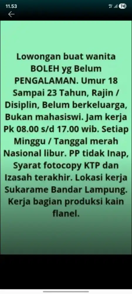 loker khusus wanita
