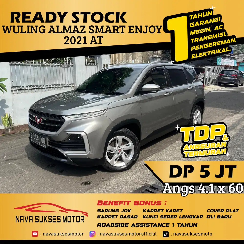 TDP 5 Jt Angs Termurah Wuling Almaz 1.5 Smart Enjoy 2021 Matic Abu Abu