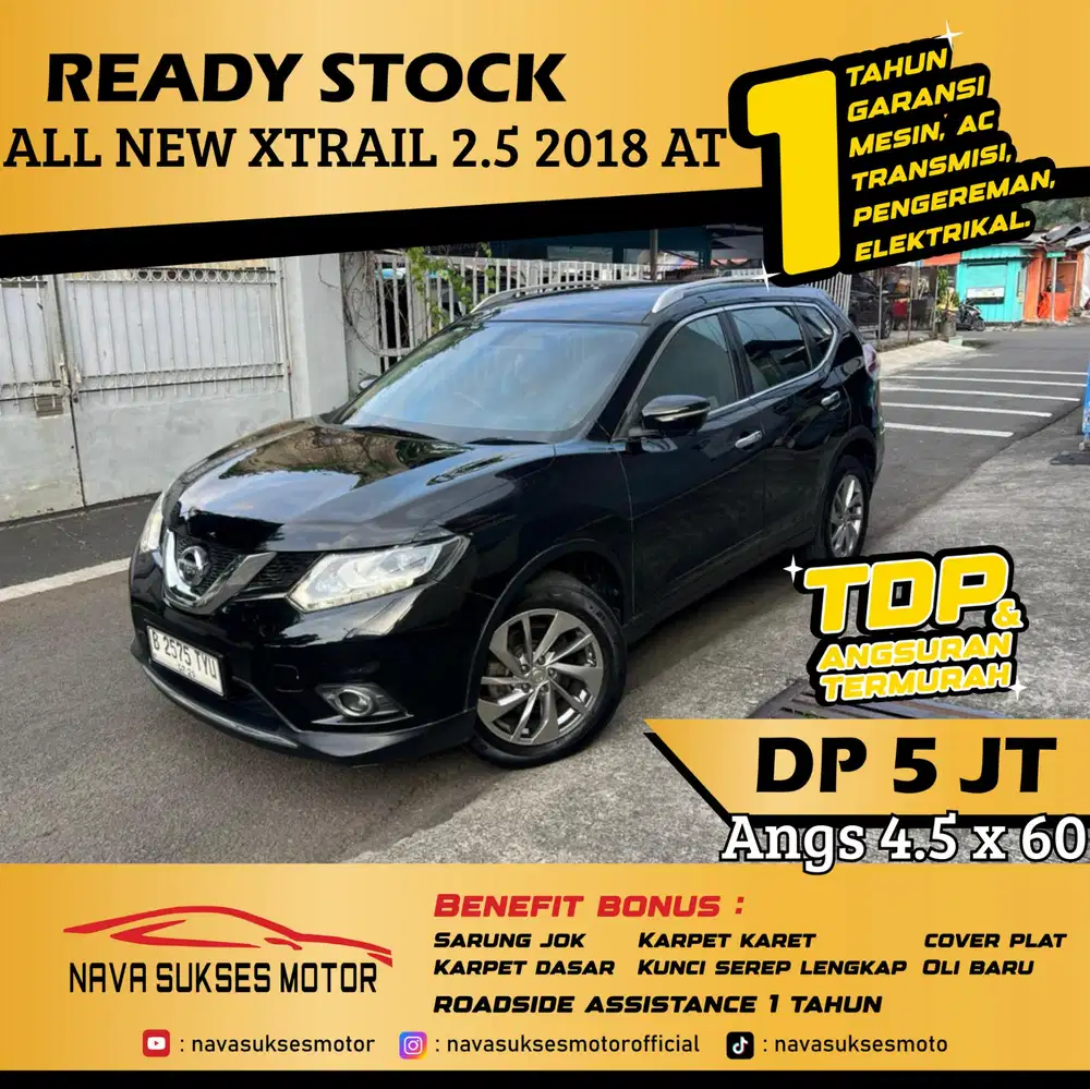 TDP 5 Jt Angs Termurah All New Xtrail 2.5 2018 Matic Hitam Low Km