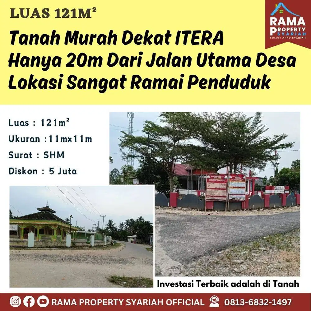 DIBELAKANG POM BENSIN! TANAH DIJUAL MURAH DEKAT KAMPUS ITERA LAMPUNG