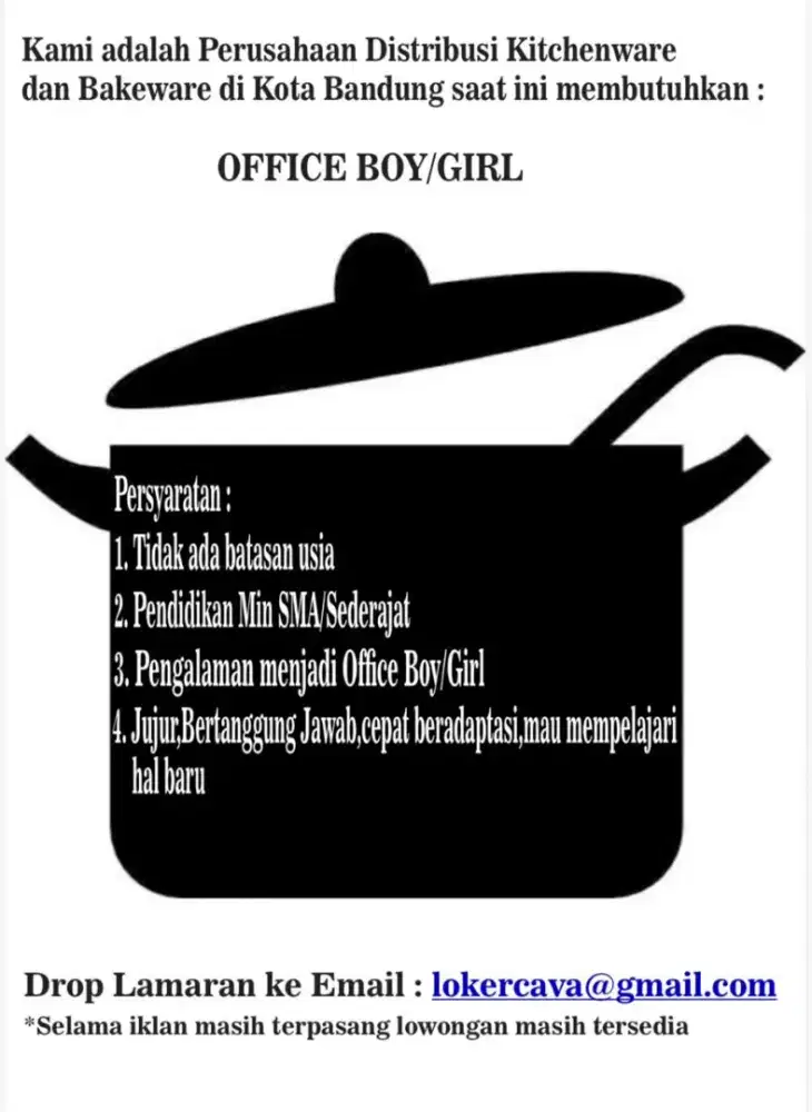 Lowongan kerja office boy/girl