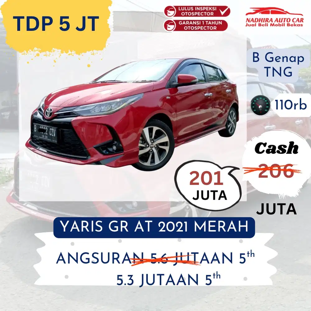 DP 5 Juta Yaris GR AT 2021 Merah